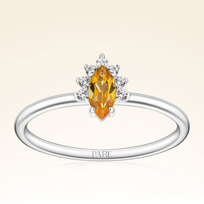 0,26 Karat Pırlantalı Sitrin Yüzük - PR01205-8 - Pare Pırlanta