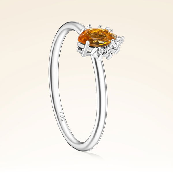 0,26 Karat Pırlantalı Sitrin Yüzük - Pare Pırlanta