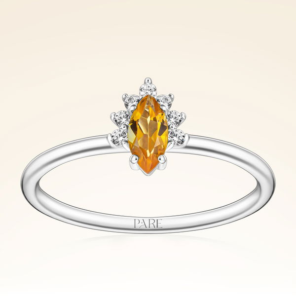 0,26 Karat Pırlantalı Sitrin Yüzük - Pare Pırlanta