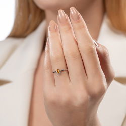 0,26 Karat Pırlantalı Sitrin Yüzük - PR01205-8 - 3