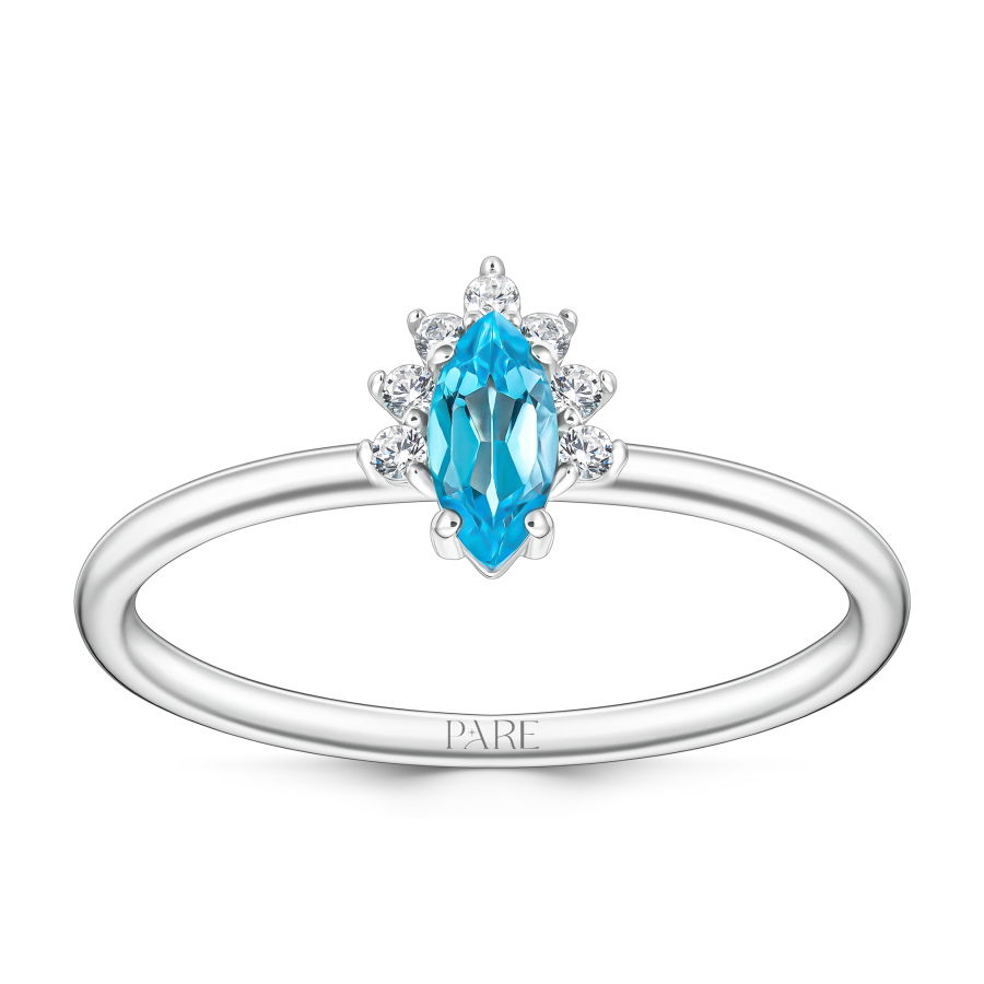 0,37 Karat Pırlantalı Swist Blue Topaz Yüzük - PR01206 - 1