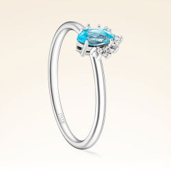 0,37 Karat Pırlantalı Swist Blue Topaz Yüzük - PR01206-8 - 2