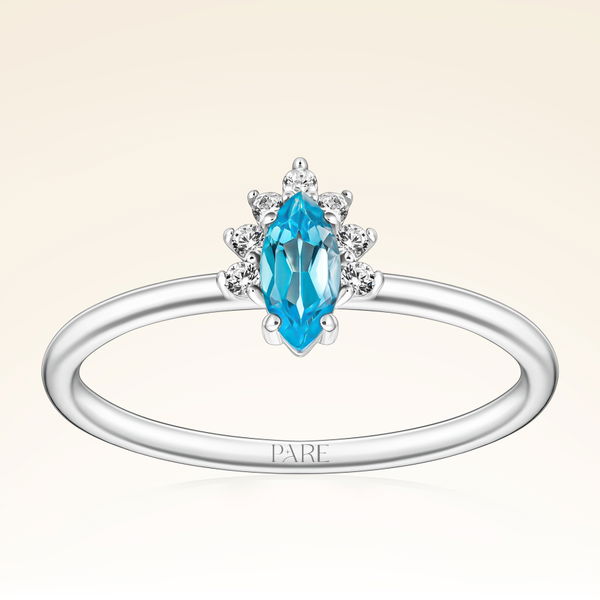 0,37 Karat Pırlantalı Swist Blue Topaz Yüzük - Pare Pırlanta