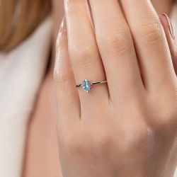 0,37 Karat Pırlantalı Swist Blue Topaz Yüzük - PR01206-8 - 4