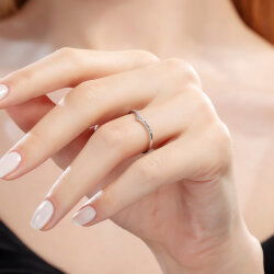 0,10 Karat Pırlantalı V Eklem Yüzük - 4