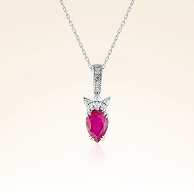 0,85 Karat Pırlantalı Yakut Kolye - Pare Pırlanta