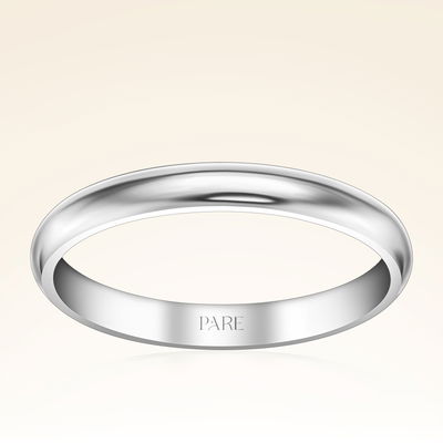 Platin İnce Bombeli 3mm Erkek Alyans - Pare Pırlanta