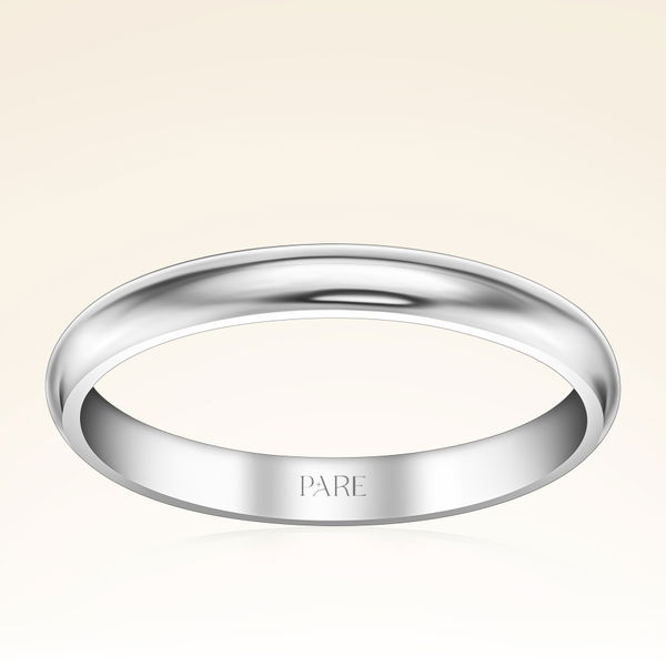 Platin İnce Bombeli 3mm Erkek Alyans - Pare Pırlanta