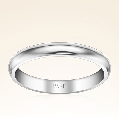 Platin İnce Bombeli 3mm Kadın Alyans - Pare Pırlanta