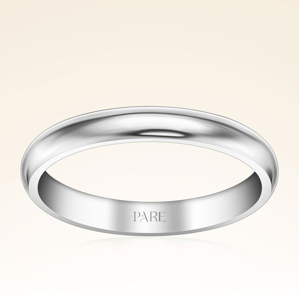 Platin İnce Bombeli 3mm Kadın Alyans - Pare Pırlanta