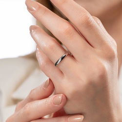 Platin İnce Bombeli 3mm Kadın Alyans - 2