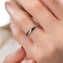 Platin İnce Bombeli 3mm Kadın Alyans - 3