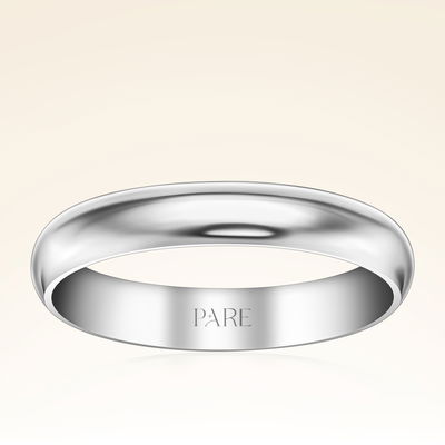 Platin Kalın Bombeli 4mm Erkek Alyans - Pare Pırlanta