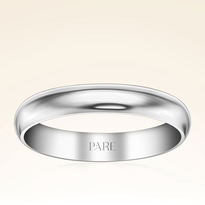 Platin Kalın Bombeli 4mm Kadın Alyans - Pare Pırlanta