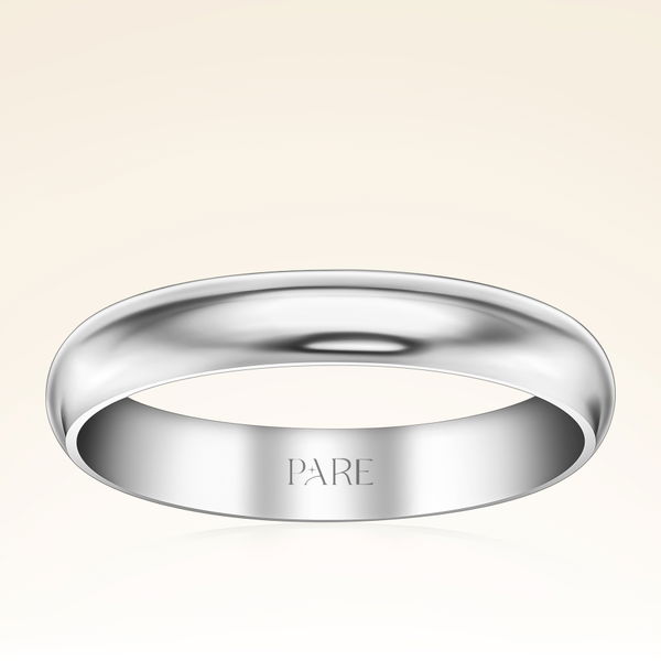 Platin Kalın Bombeli 4mm Kadın Alyans - Pare Pırlanta