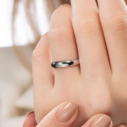 Platin Kalın Bombeli 4mm Kadın Alyans - 3