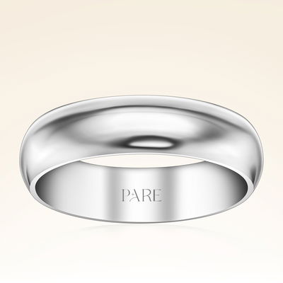 Platin Kalın Bombeli 5mm Erkek Alyans - Pare Pırlanta