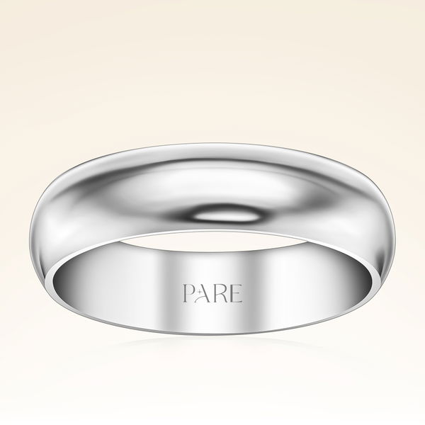 Platin Kalın Bombeli 5mm Erkek Alyans - Pare Pırlanta