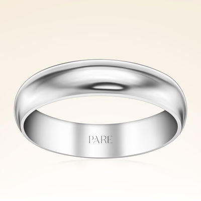 Platin Kalın Bombeli 5mm Kadın Alyans - Pare Pırlanta