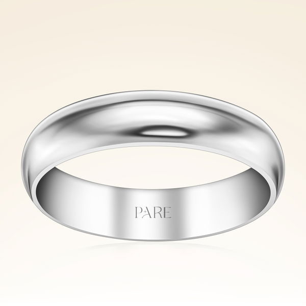 Platin Kalın Bombeli 5mm Kadın Alyans - Pare Pırlanta