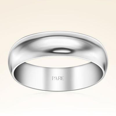 Platin Kalın Bombeli 6mm Erkek Alyans - Pare Pırlanta