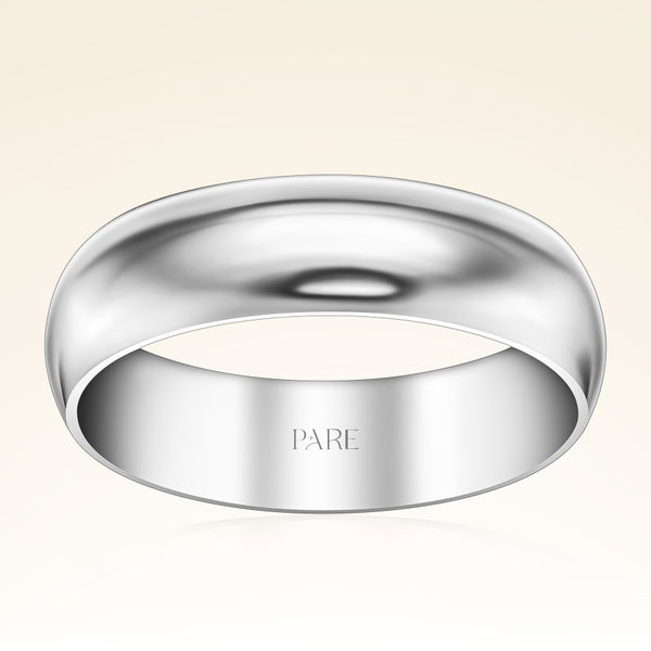 Platin Kalın Bombeli 6mm Erkek Alyans - Pare Pırlanta