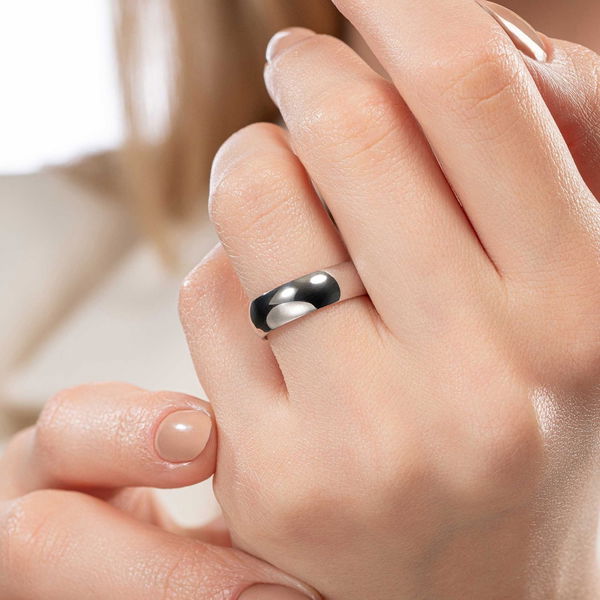 Platin Kalın Bombeli 6mm Kadın Alyans - Pare Pırlanta