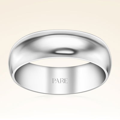 Platin Kalın Bombeli 6mm Kadın Alyans - Pare Pırlanta