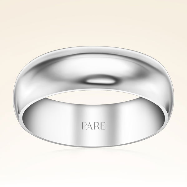 Platin Kalın Bombeli 6mm Kadın Alyans - Pare Pırlanta