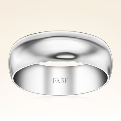 Platin Kalın Bombeli 7mm Erkek Alyans - Pare Pırlanta