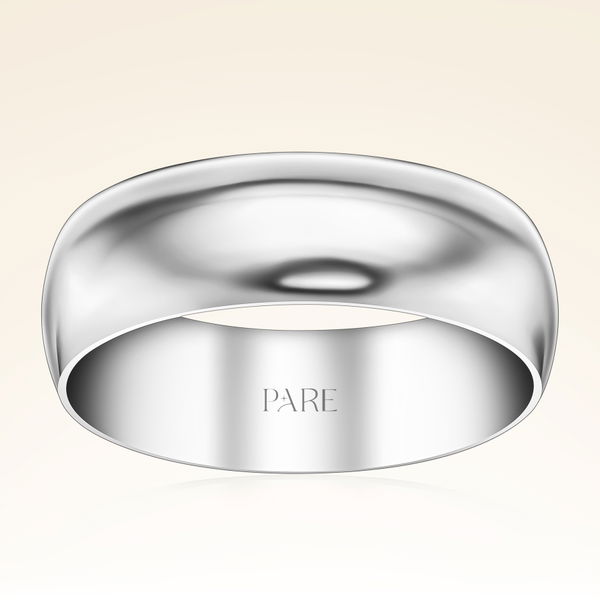 Platin Kalın Bombeli 7mm Erkek Alyans - Pare Pırlanta