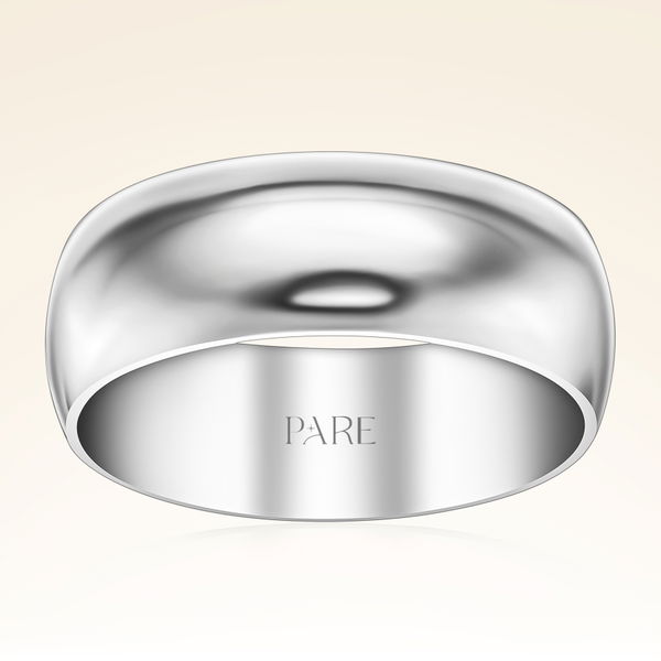 Platin Kalın Bombeli 7mm Kadın Alyans - Pare Pırlanta