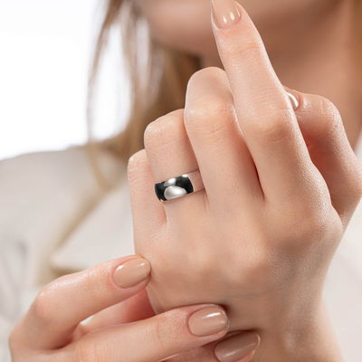 Platin Kalın Bombeli 7mm Kadın Alyans - Pare Pırlanta