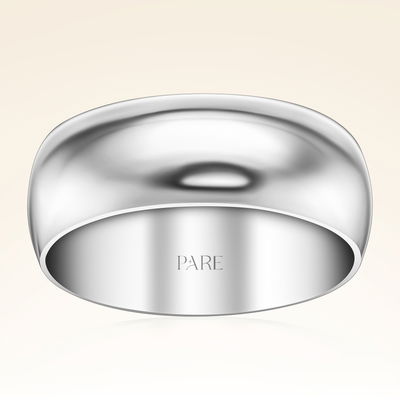 Platin Kalın Bombeli 8mm Erkek Alyans - Pare Pırlanta