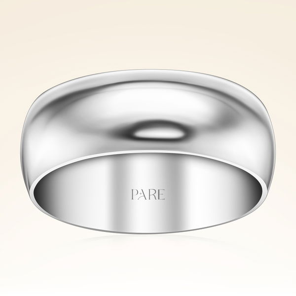 Platin Kalın Bombeli 8mm Erkek Alyans - Pare Pırlanta