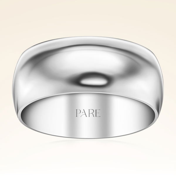 Platin Kalın Bombeli 8mm Kadın Alyans - Pare Pırlanta