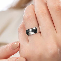 Platin Kalın Bombeli 8mm Kadın Alyans - 3