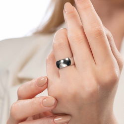 Platin Kalın Bombeli 8mm Kadın Alyans - 2