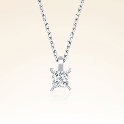 0,18 Karat Prenses Kesim Kare Tektaş Pırlanta Kolye - Pare Pırlanta