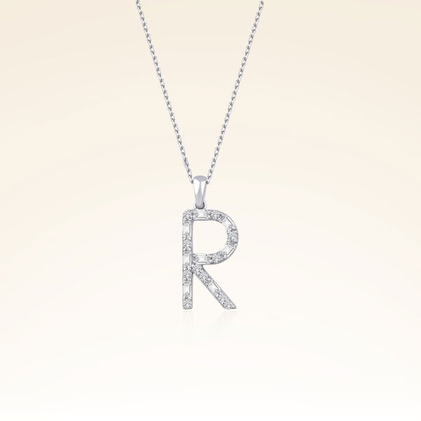 R Harf Pırlantalı Kolye - Pare Pırlanta