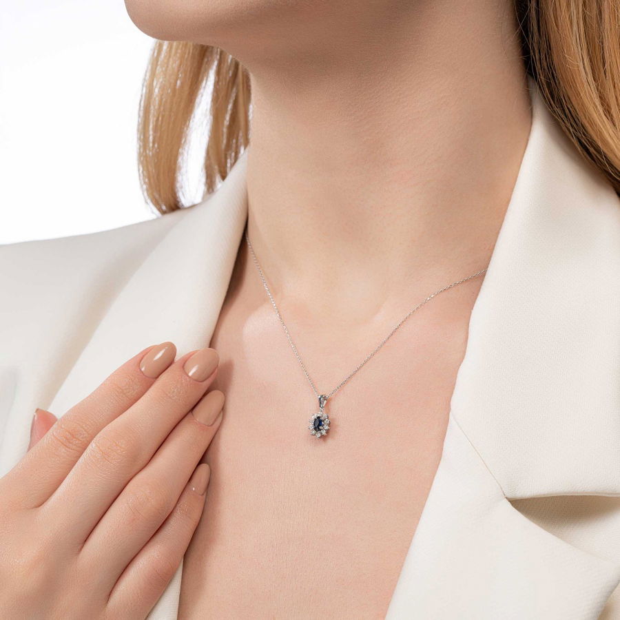 1,25 Karat Safir Pırlanta Kolye - PR00991 - 4