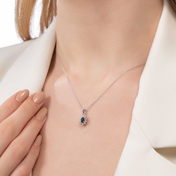 1,25 Karat Safir Pırlanta Kolye - Pare Pırlanta