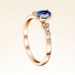 0,65 Karat Safir Pırlanta Yüzük - PR01089 - 2