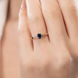 0,65 Karat Safir Pırlanta Yüzük - PR01089 - 4