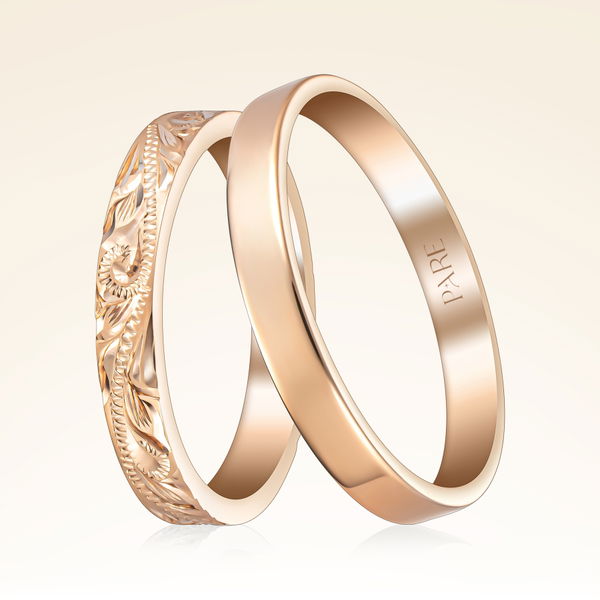 Sarmaşık İşlemeli Çift Alyans - Pare Pırlanta