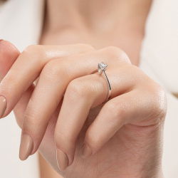 0,20 Karat Tektaş Kalp Pırlanta Yüzük - 6