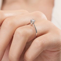 0,20 Karat Tektaş Kalp Pırlanta Yüzük - 7