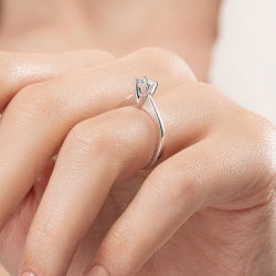 D Renk 0,30 Karat HRD Sertifikalı Tektaş Kalp Pırlanta Yüzük - 7