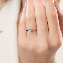 G Renk 0,50 Karat HRD Sertifikalı Tektaş Kalp Pırlanta Yüzük - 5