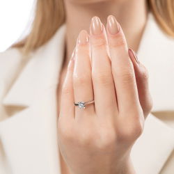 G Renk 0,50 Karat HRD Sertifikalı Tektaş Kalp Pırlanta Yüzük - 4